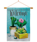 Succulent Welcome - Southwest Country & Primitive Vertical Impressions Decorative Flags HG115253 Made In USA