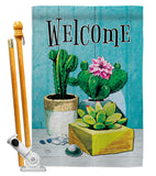 Succulent Welcome - Southwest Country & Primitive Vertical Impressions Decorative Flags HG115253 Made In USA