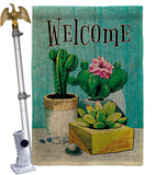 Succulent Welcome - Southwest Country & Primitive Vertical Impressions Decorative Flags HG115253 Made In USA