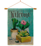 Succulent Welcome - Southwest Country & Primitive Vertical Impressions Decorative Flags HG115253 Made In USA