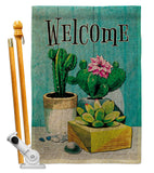 Succulent Welcome - Southwest Country & Primitive Vertical Impressions Decorative Flags HG115253 Made In USA