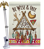 Be Wise & Free - Southwest Country & Primitive Vertical Impressions Decorative Flags HG137008 Made In USA