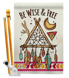 Be Wise & Free - Southwest Country & Primitive Vertical Impressions Decorative Flags HG137008 Made In USA
