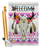 Bohemian Bull Skull - Southwest Country & Primitive Vertical Impressions Decorative Flags HG137009 Made In USA
