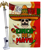 Calavera Cinco de Mayo - Southwest Country & Primitive Vertical Impressions Decorative Flags HG137045 Made In USA