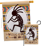 Welcome Kokopelli Dance - Southwest Country & Primitive Vertical Impressions Decorative Flags HG115144 Made In USA