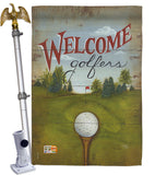 Welcome Golfers - Sports Interests Vertical Impressions Decorative Flags HG109064 Made In USA