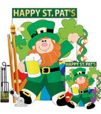 Happy St. Pat's - St Patrick Spring Vertical Applique Decorative Flags HG102019