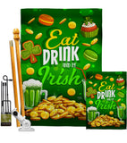 Eat Drink Be Irish - St Patrick Spring Vertical Impressions Decorative Flags HG102064 Made In USA