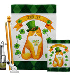 Patty Kitty - St Patrick Spring Vertical Impressions Decorative Flags HG192303 Made In USA