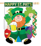 Happy St. Pat's - St Patrick Spring Vertical Applique Decorative Flags HG102019