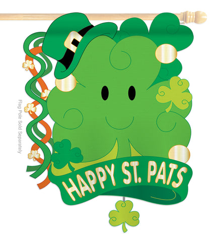 St. Pat's 3D - St Patrick Spring Vertical Applique Decorative Flags HG102021