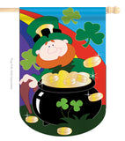 Lucky Irish - St Patrick Spring Vertical Applique Decorative Flags HG102023