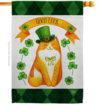 Patty Kitty - St Patrick Spring Vertical Impressions Decorative Flags HG192303 Made In USA
