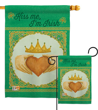 Kiss Me, I'm Irish - St Patrick Spring Vertical Impressions Decorative Flags HG102057 Made In USA