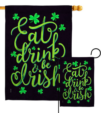 Eat Drink Irish - St Patrick Spring Vertical Impressions Decorative Flags HG102060 Made In USA