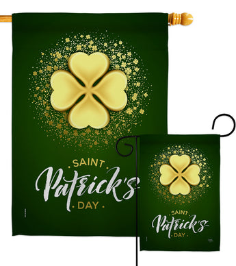 Gold Shamrock - St Patrick Spring Vertical Impressions Decorative Flags HG102061 Made In USA