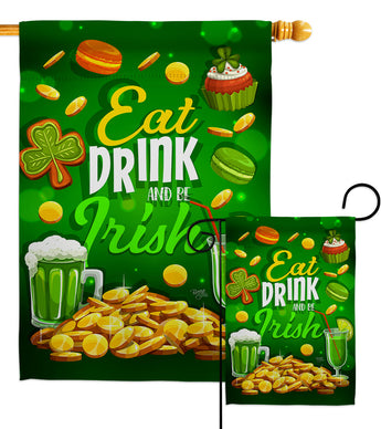 Eat Drink Be Irish - St Patrick Spring Vertical Impressions Decorative Flags HG102064 Made In USA