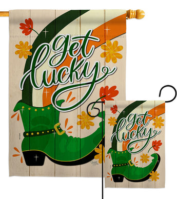 Get Lucky Boot - St Patrick Spring Vertical Impressions Decorative Flags HG120035 Made In USA