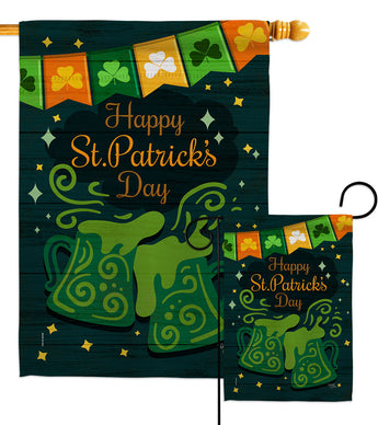 St. Pat Cheers - St Patrick Spring Vertical Impressions Decorative Flags HG120039 Made In USA