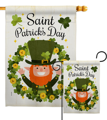 St Patrick's Wreath - St Patrick Spring Vertical Impressions Decorative Flags HG130316 Made In USA