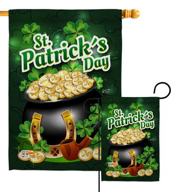 Lucky Gold Pot - St Patrick Spring Vertical Impressions Decorative Flags HG137149 Made In USA