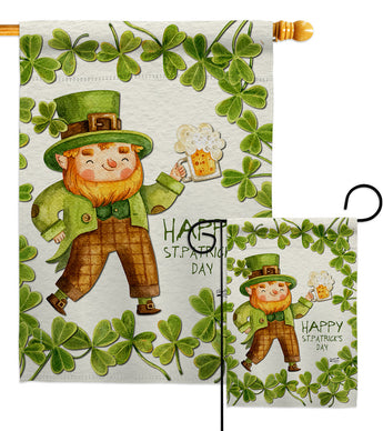 Happy Leprechaun - St Patrick Spring Vertical Impressions Decorative Flags HG137401 Made In USA