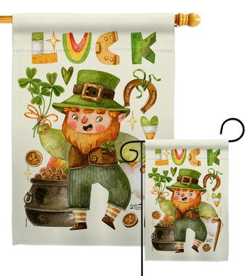 Leprechaun Luck - St Patrick Spring Vertical Impressions Decorative Flags HG137402 Made In USA