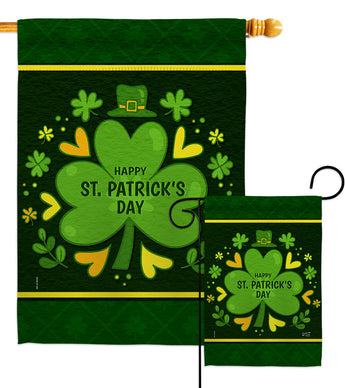 St Pat's Clover - St Patrick Spring Vertical Impressions Decorative Flags HG137404 Made In USA