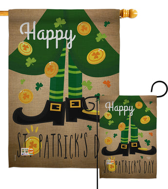 Happy St Patrick's Day Leprechaun Shoe - St Patrick Spring Vertical Impressions Decorative Flags HG192023 Made In USA