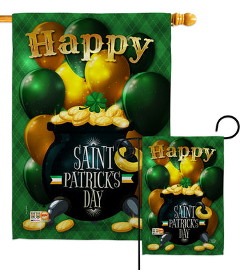 Lucky Gold Pot - St Patrick Spring Vertical Impressions Decorative Flags HG192158 Made In USA