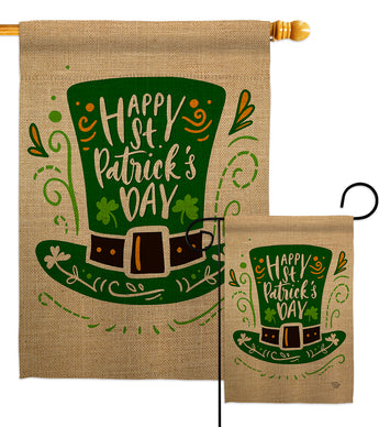 St Pat Hat - St Patrick Spring Vertical Impressions Decorative Flags HG192304 Made In USA