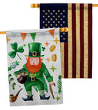 Leprechaun Gold - St Patrick Spring Vertical Impressions Decorative Flags HG120094 Made In USA