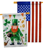 Leprechaun Gold - St Patrick Spring Vertical Impressions Decorative Flags HG120094 Made In USA