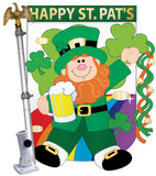 Happy St. Pat's - St Patrick Spring Vertical Applique Decorative Flags HG102019