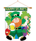 Happy St. Pat's - St Patrick Spring Vertical Applique Decorative Flags HG102019