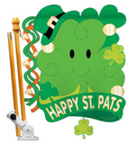 St. Pat's 3D - St Patrick Spring Vertical Applique Decorative Flags HG102021