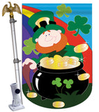 Lucky Irish - St Patrick Spring Vertical Applique Decorative Flags HG102023