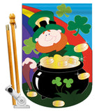 Lucky Irish - St Patrick Spring Vertical Applique Decorative Flags HG102023