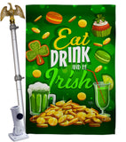 Eat Drink Be Irish - St Patrick Spring Vertical Impressions Decorative Flags HG102064 Made In USA