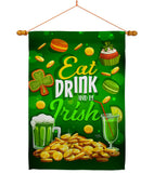 Eat Drink Be Irish - St Patrick Spring Vertical Impressions Decorative Flags HG102064 Made In USA