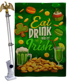 Eat Drink Be Irish - St Patrick Spring Vertical Impressions Decorative Flags HG102064 Made In USA