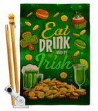 Eat Drink Be Irish - St Patrick Spring Vertical Impressions Decorative Flags HG102064 Made In USA