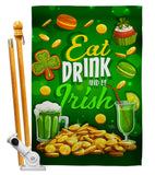 Eat Drink Be Irish - St Patrick Spring Vertical Impressions Decorative Flags HG102064 Made In USA