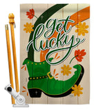 Get Lucky Boot - St Patrick Spring Vertical Impressions Decorative Flags HG120035 Made In USA