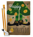 Happy St Patrick's Day Leprechaun Shoe - St Patrick Spring Vertical Impressions Decorative Flags HG192023 Made In USA