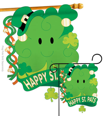 St. Pat's 3D - St Patrick Spring Vertical Applique Decorative Flags HG102021