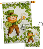 Happy Leprechaun - St Patrick Spring Vertical Impressions Decorative Flags HG137401 Made In USA