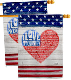 Love My Country - Patriotic Americana Vertical Impressions Decorative Flags HG130378 Made In USA