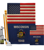 US Wisconsin - States Americana Vertical Impressions Decorative Flags HG140812 Made In USA